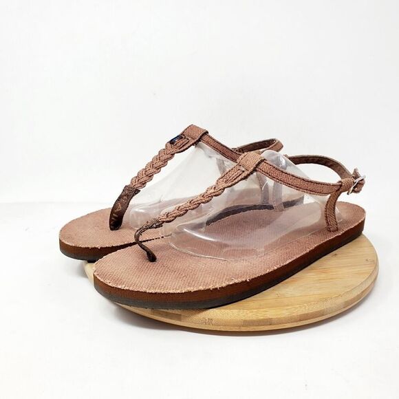 Rainbow T Street Sandals Womens 9 Hemp Thong Flip Flops Brown Shoes XL - Picture 3 of 14